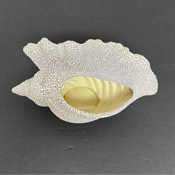 Conch Shell Shaped White Purple Ceramic Decor Cobblestone Pebble Glaze - Picture 2 of 16